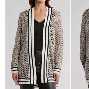 NWT DR2 by Daniel Rainn champagne open knit stripe cardigan one size